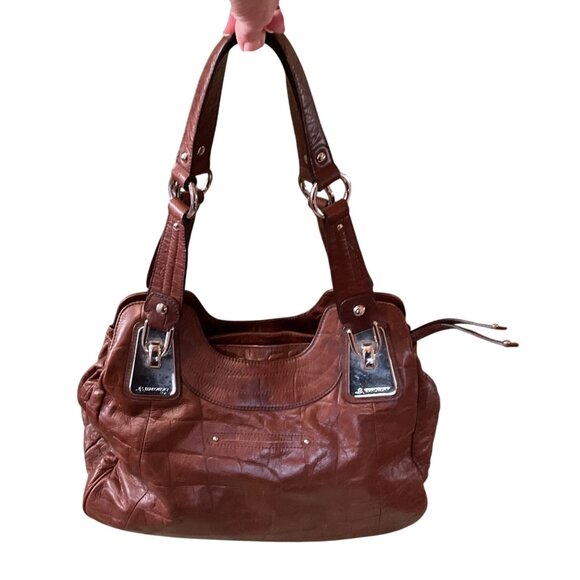 B. Makowsky Brown Leather Boho Bag With Leopard Print Lining & Dust Bag - Picture 1 of 8